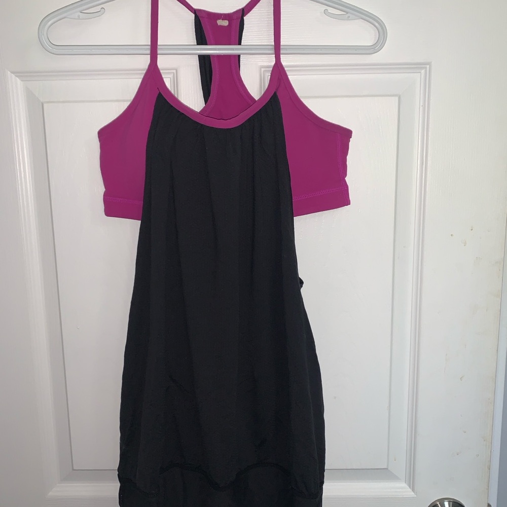 Lululemon No Limits Black and Purple Tank Top Sz 6
